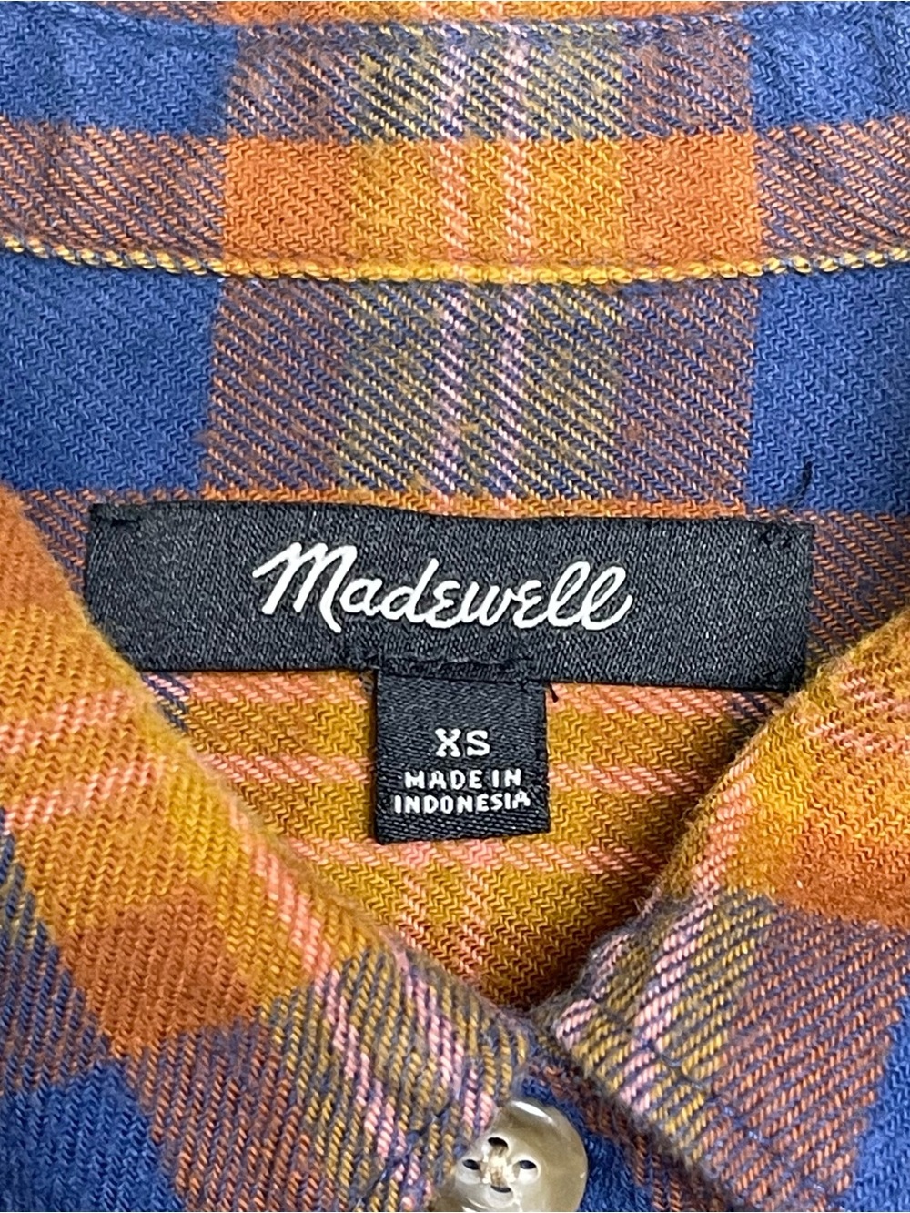 Madewell Womens Plaid Flannel Shirt XS Blue Orange Pink Cozy Autumn Fall Winter - Picture 4 of 11
